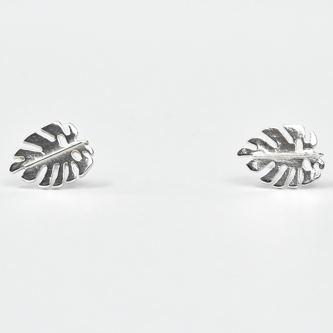 Sterling Silver Monstera Studs - Goldmakers Fine Jewelry