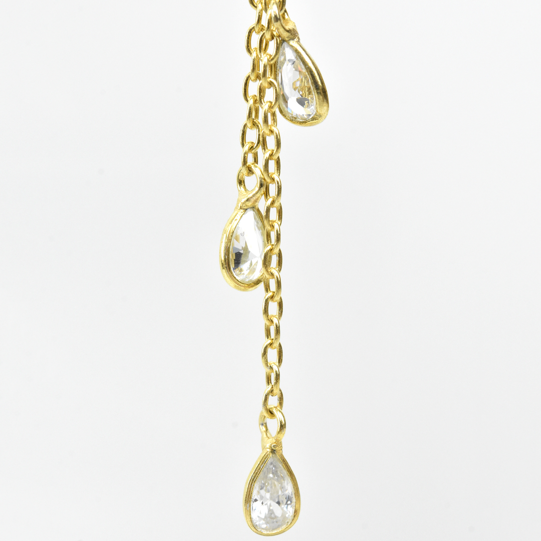 Mini Teardrop Bezel Chain Earrings - Goldmakers Fine Jewelry