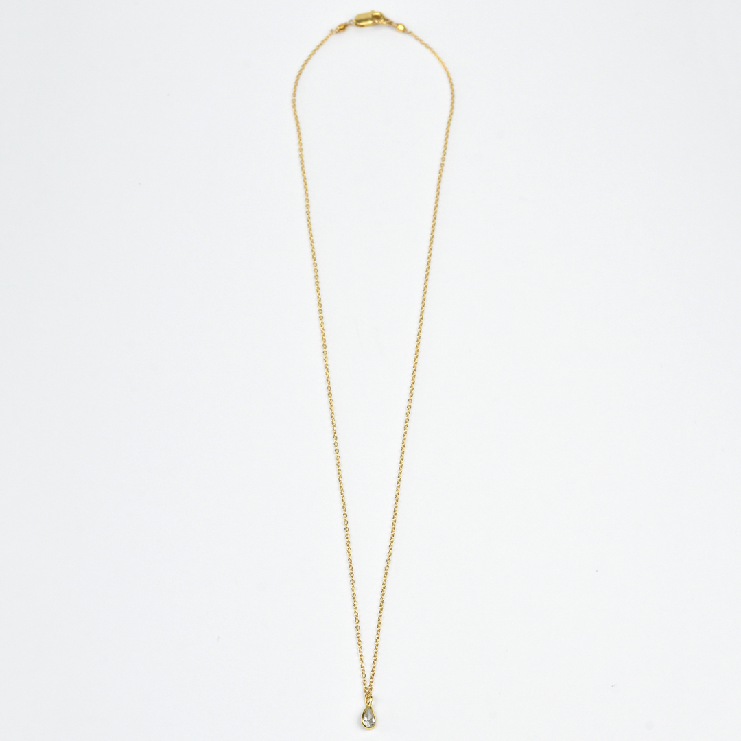 Mini Teardrop Solitaire Necklace - Goldmakers Fine Jewelry