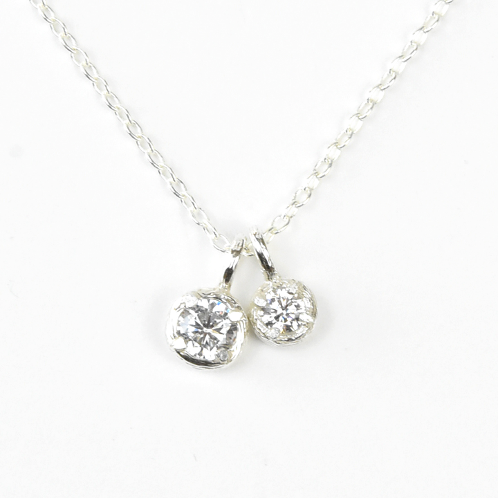 Solitaire Necklace with Two Stones - Goldmakers Fine Jewelry