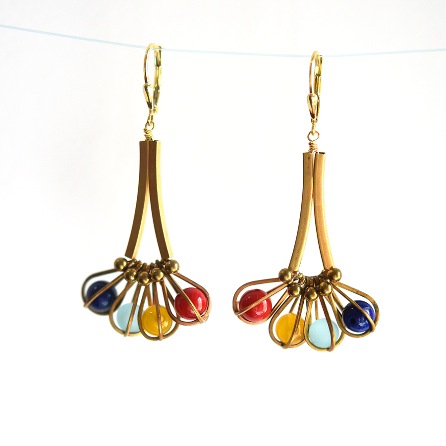 Caged Bead Drop Earrings - Goldmakers Fine Jewelry