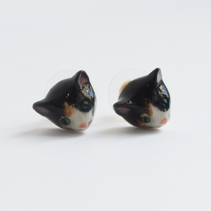 Calico Kitty Post Earrings - Goldmakers Fine Jewelry