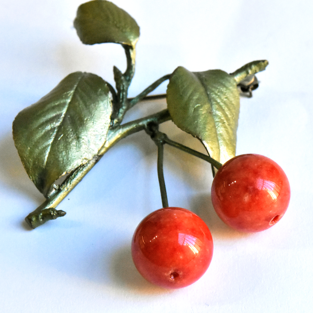 Morello Cherry Brooch - Goldmakers Fine Jewelry