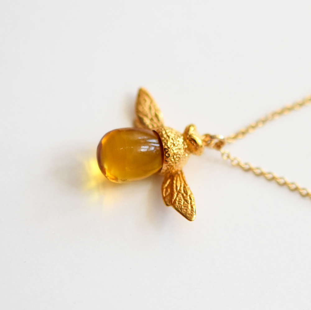 Citrine Bee Necklace - Goldmakers Fine Jewelry