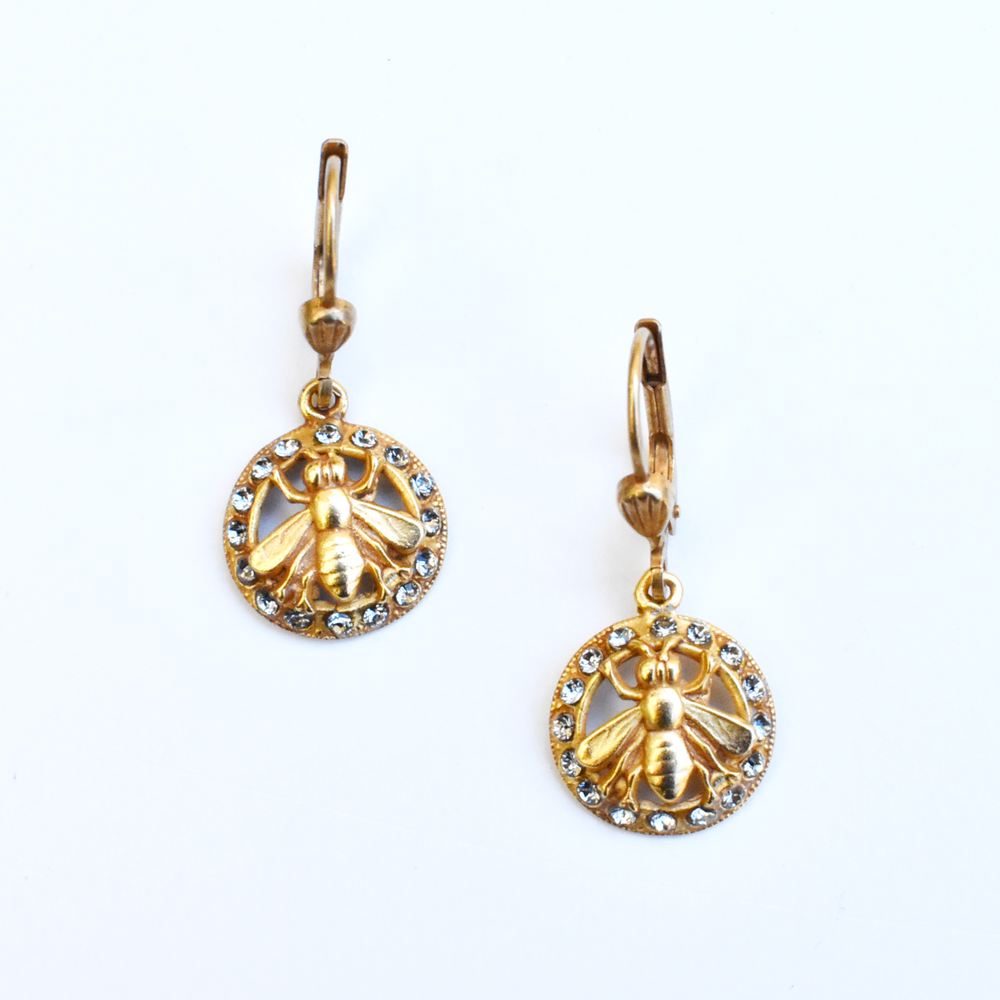 Crystal Bee Earrings - Goldmakers Fine Jewelry