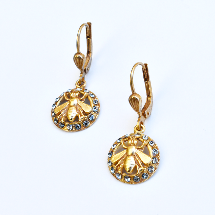 Crystal Bee Earrings - Goldmakers Fine Jewelry