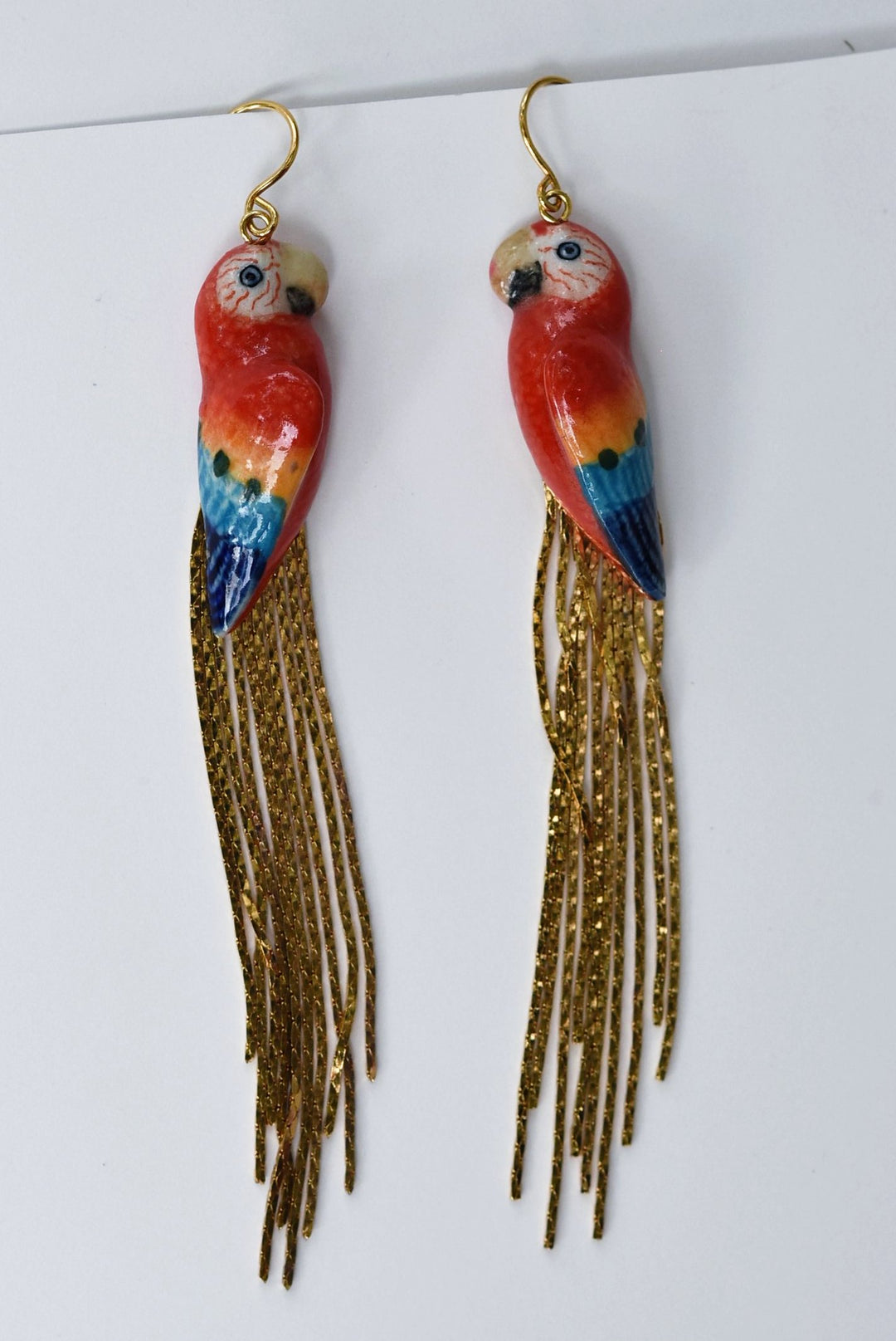 Scarlet Macaw Gold Rain Earrings - Goldmakers Fine Jewelry