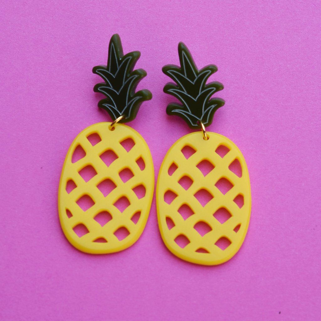 XL Pineapple Earrings - Goldmakers Fine Jewelry