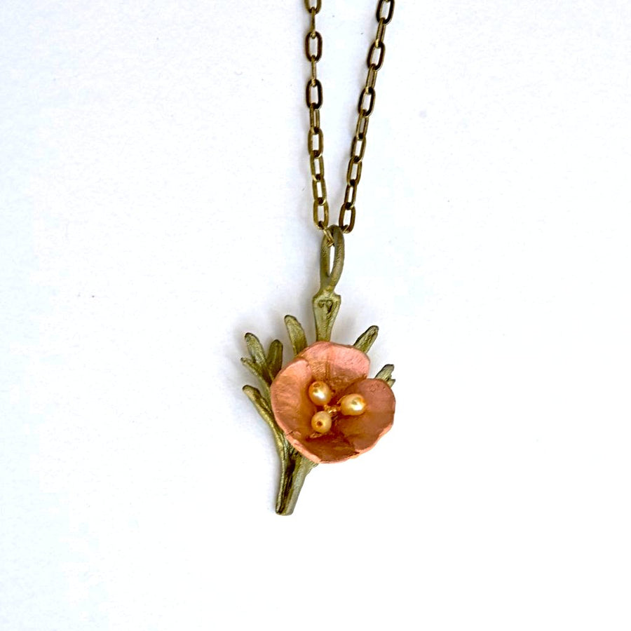 California Poppy Pendant Necklace - Goldmakers Fine Jewelry