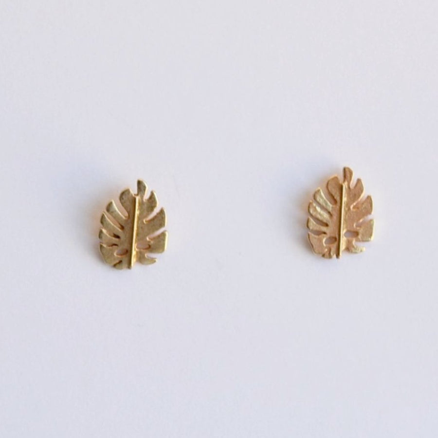 Golden Leaf Stud Earrings - Goldmakers Fine Jewelry