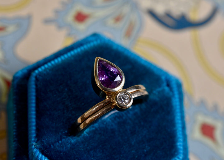 Little Flame Engagement Ring in Orchid Purple Sapphire - Goldmakers Fine Jewelry