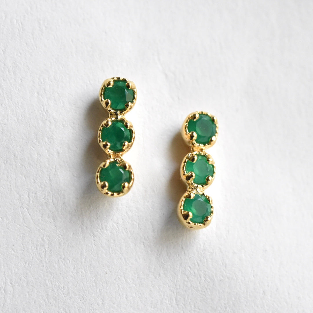 Green Onyx Post Earrings in Gold - Goldmakers Fine Jewelry
