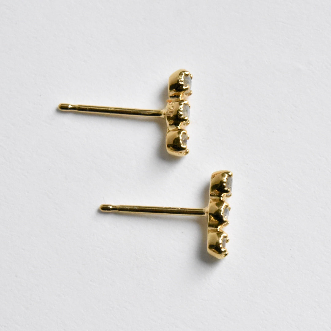 Rainbow Moonstone Post Earrings in Gold - Goldmakers Fine Jewelry