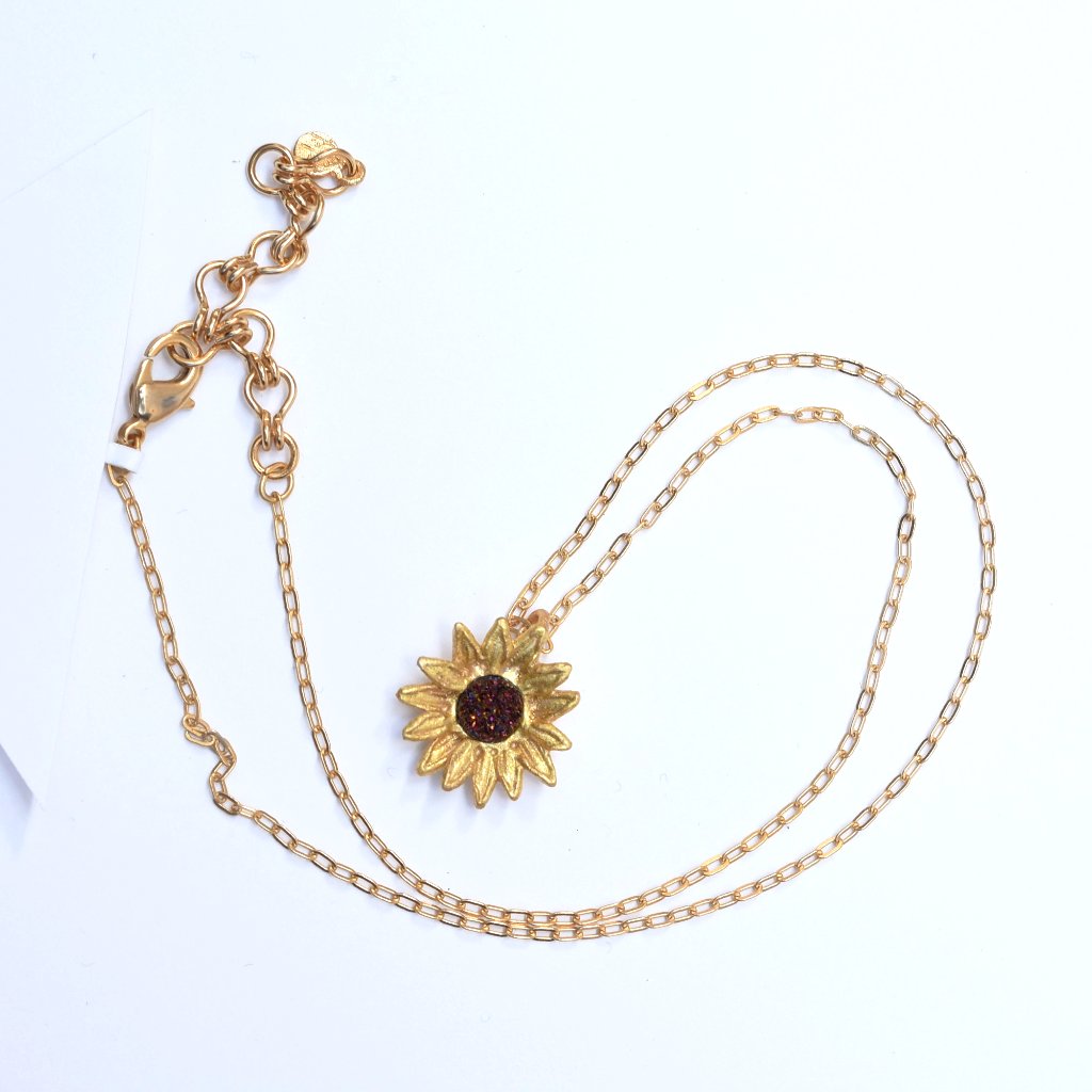 Sunflower Druzy Necklace - Goldmakers Fine Jewelry