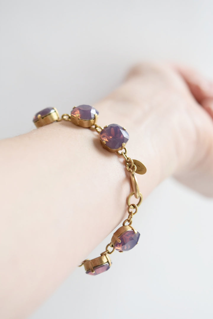 Oversize Mauve Crystal Bracelet - Goldmakers Fine Jewelry