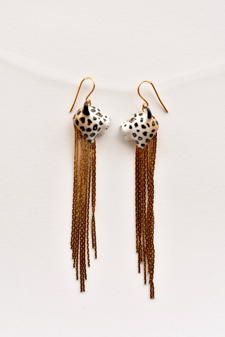 Leopard Fringe Earrings - Goldmakers Fine Jewelry
