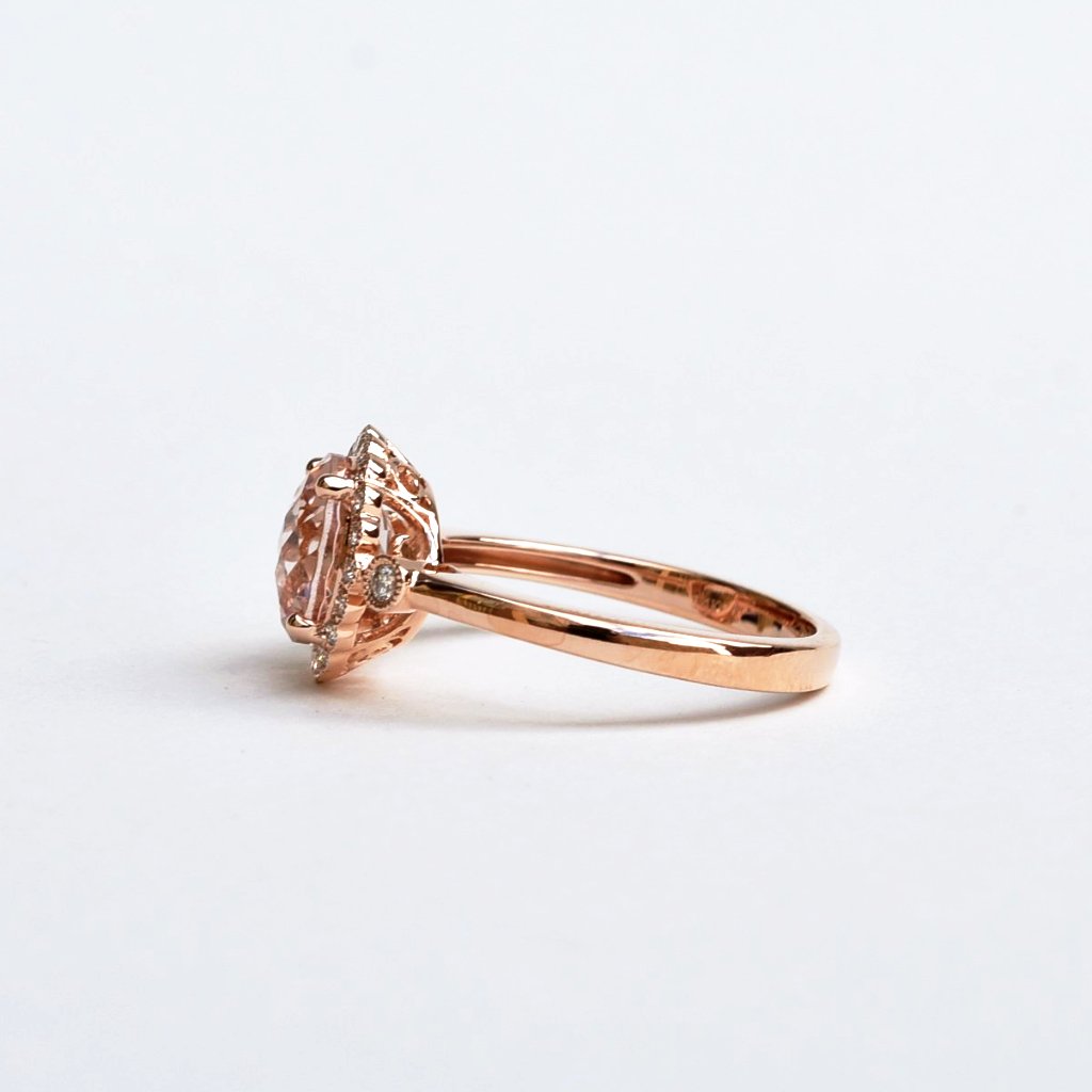 Morganite and Diamond Engagement Ring - Goldmakers Fine Jewelry