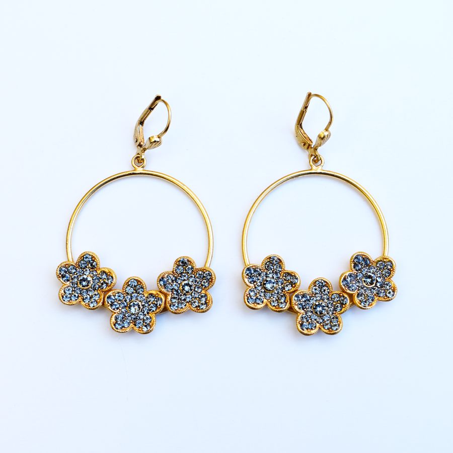 Dark Flower Hoop Earrings - Goldmakers Fine Jewelry