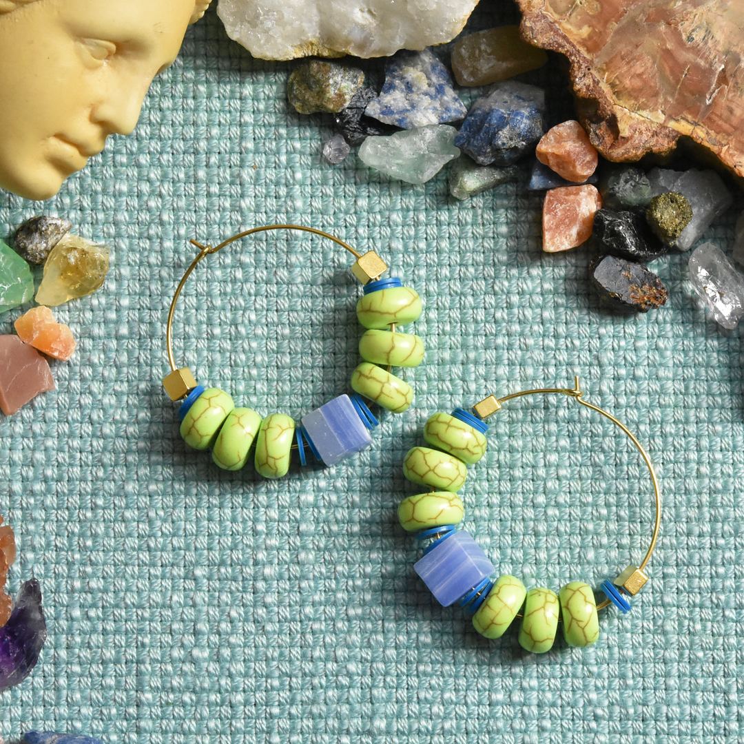 Lime Green Magnesite Hoop Earrings - Goldmakers Fine Jewelry