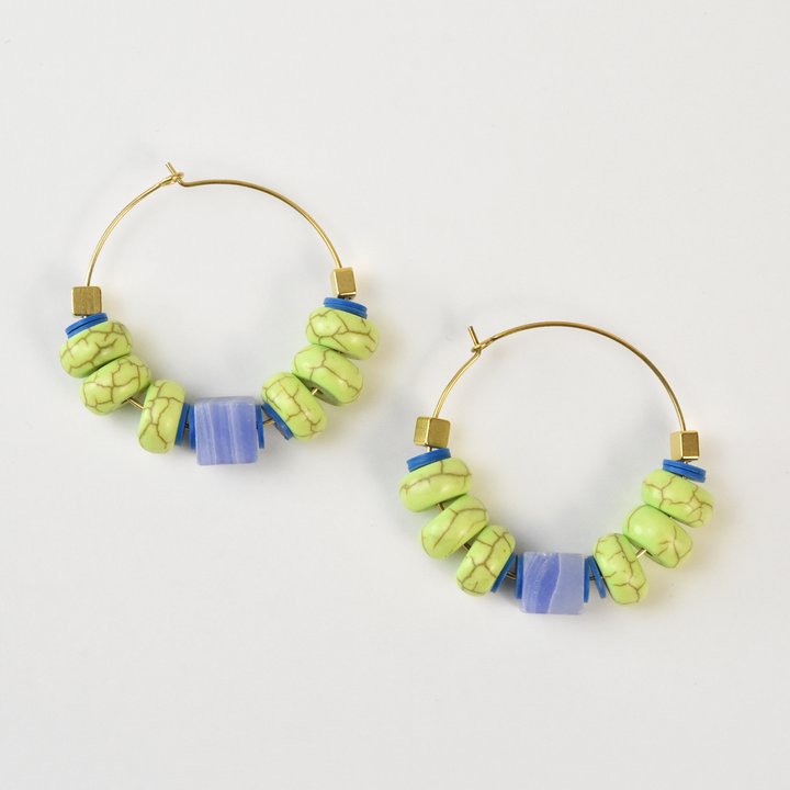 Lime Green Magnesite Hoop Earrings - Goldmakers Fine Jewelry