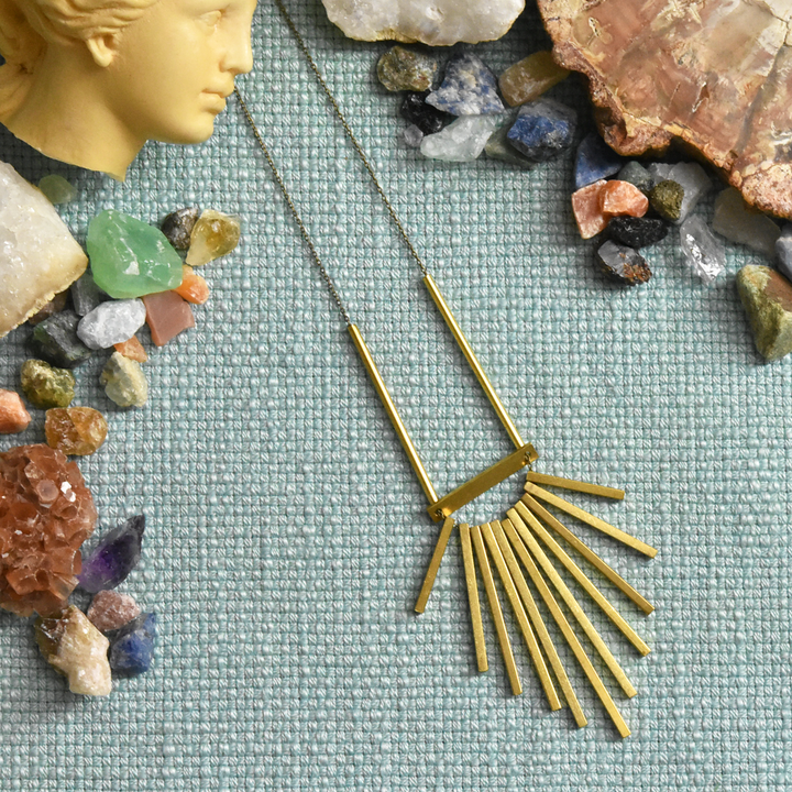 Long Brass Fringe Necklace - Goldmakers Fine Jewelry