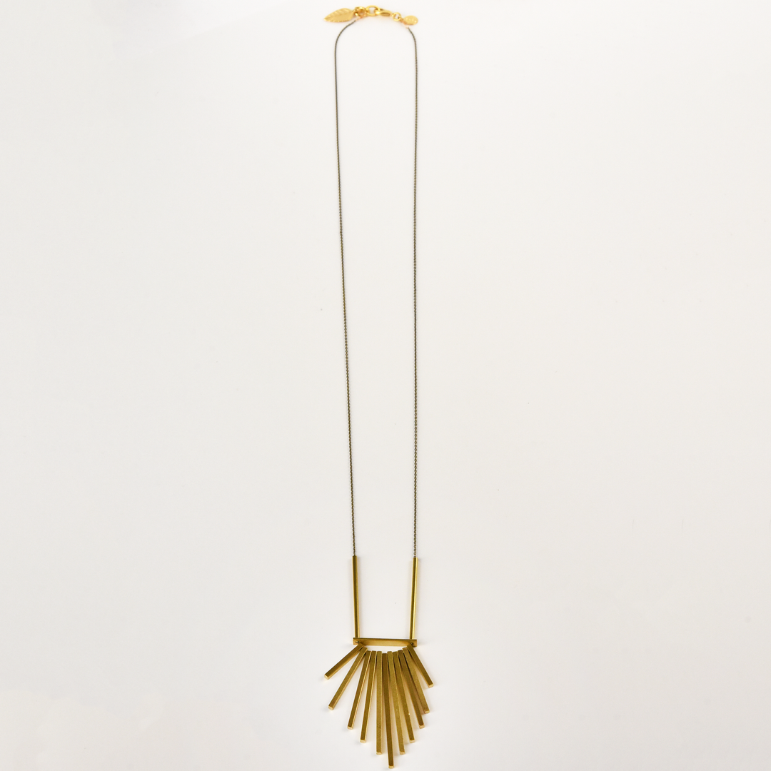 Long Brass Fringe Necklace - Goldmakers Fine Jewelry