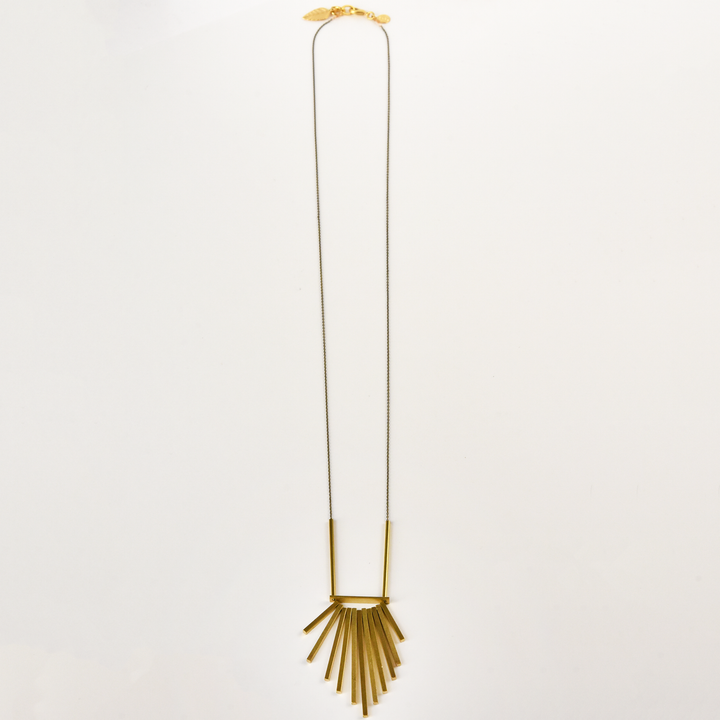 Long Brass Fringe Necklace - Goldmakers Fine Jewelry