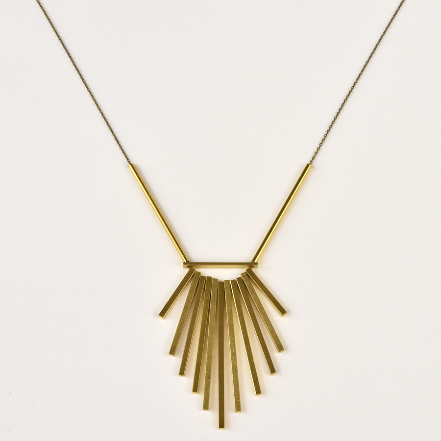 Long Brass Fringe Necklace - Goldmakers Fine Jewelry