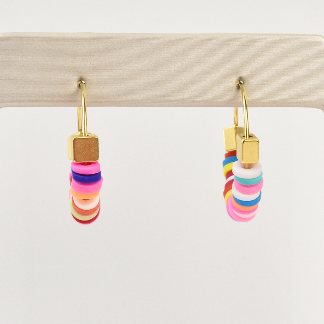 Rainbow Polymer Clay Mini Hoop - Goldmakers Fine Jewelry