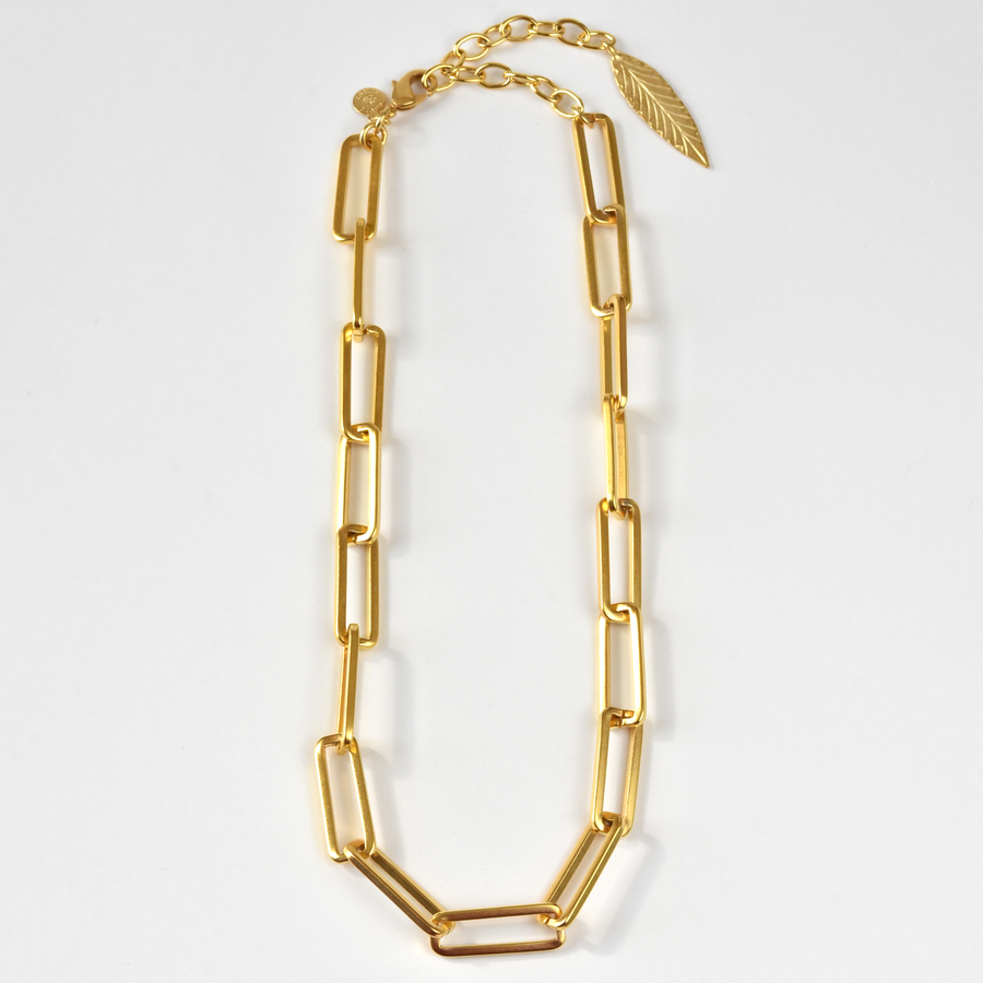 Short Paperclip Chain Necklace - Goldmakers Fine Jewelry