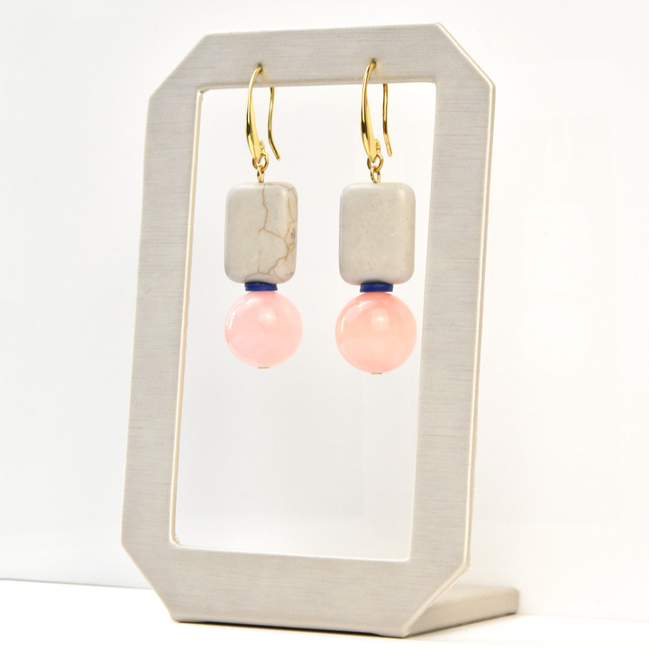Pink Jade and Magnesite Earrings - Goldmakers Fine Jewelry