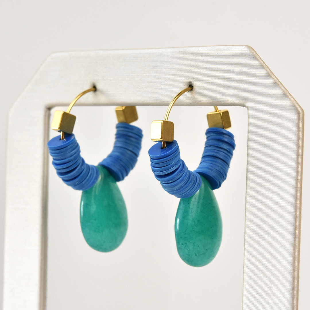 Teal and Blue Mini Hoop - Goldmakers Fine Jewelry