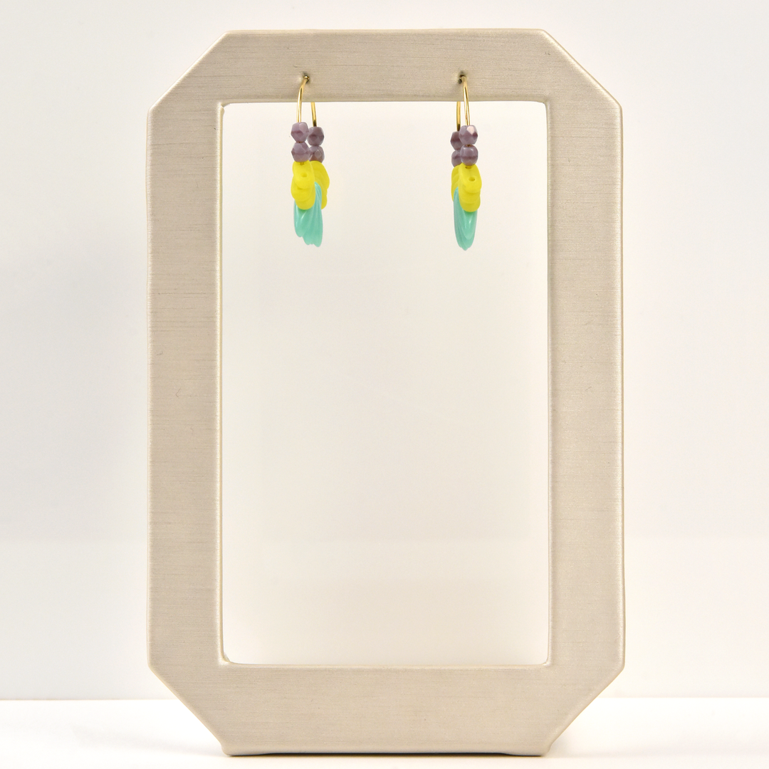 Turquoise and Lime Czech Glass Mini Hoop - Goldmakers Fine Jewelry