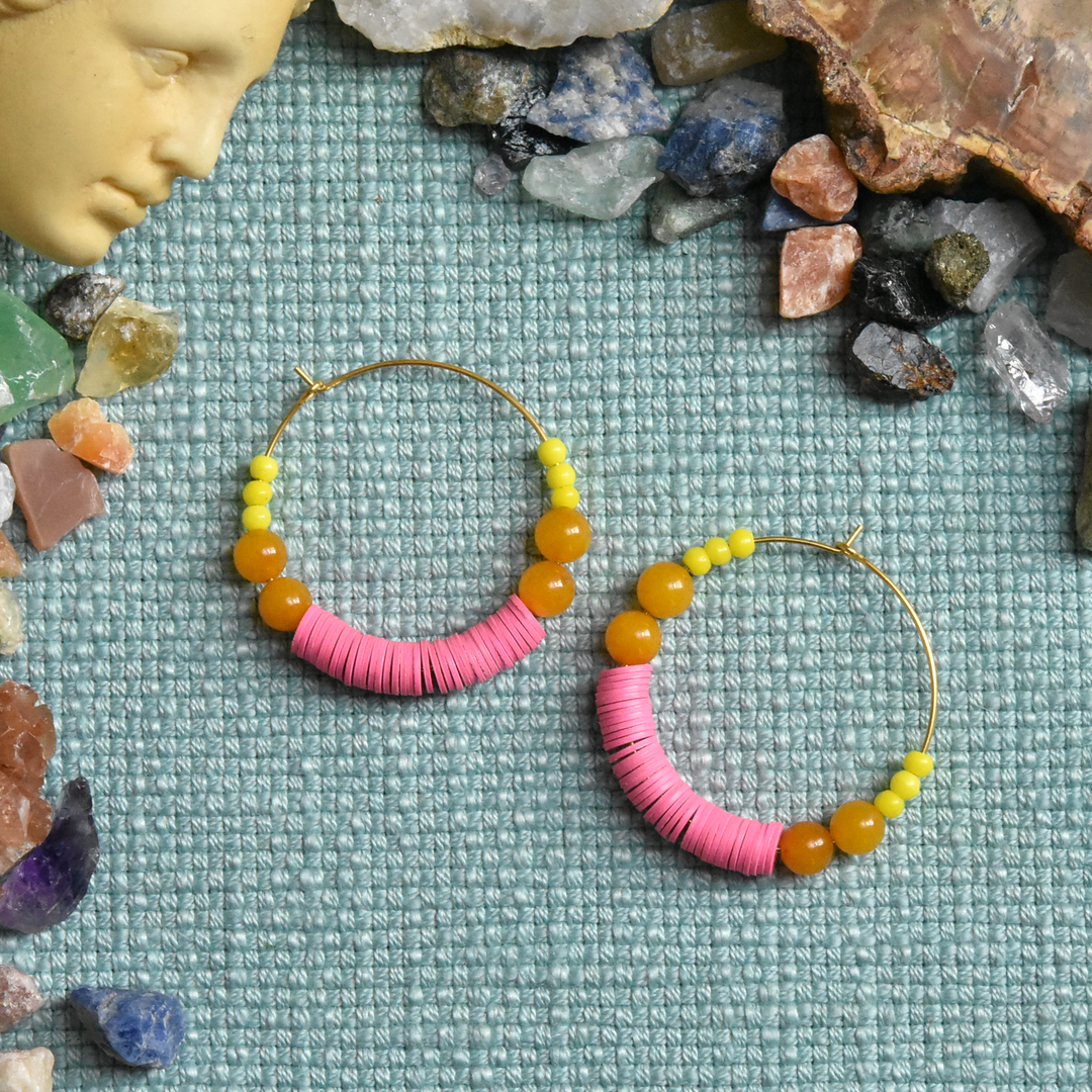 Vintage Glass Hoop Earrings - Goldmakers Fine Jewelry