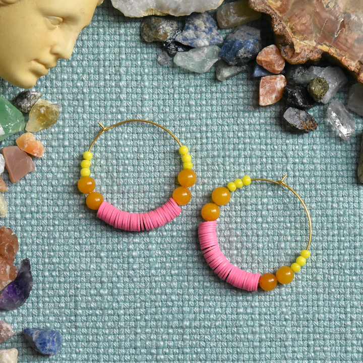 Vintage Glass Hoop Earrings - Goldmakers Fine Jewelry