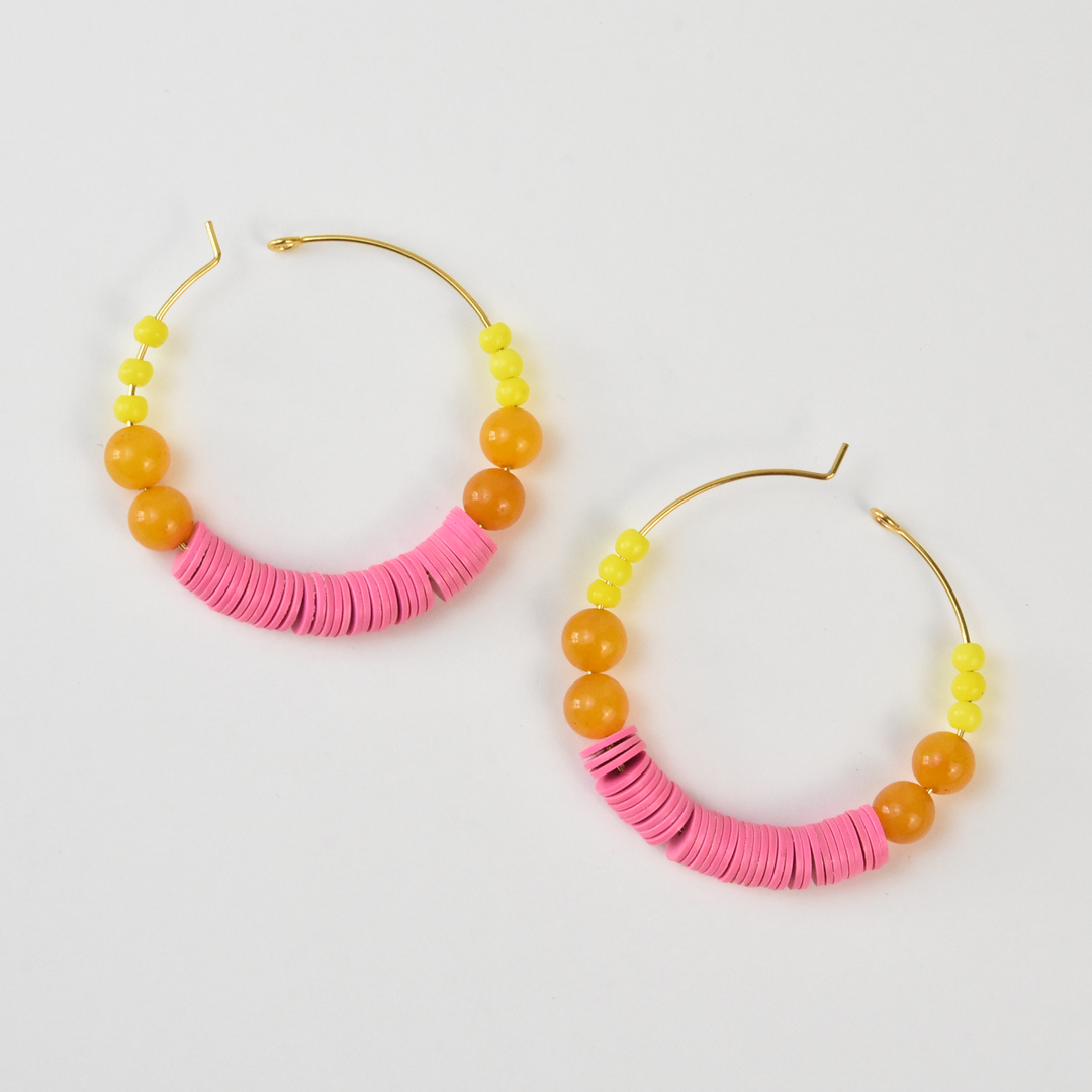 Vintage Glass Hoop Earrings - Goldmakers Fine Jewelry