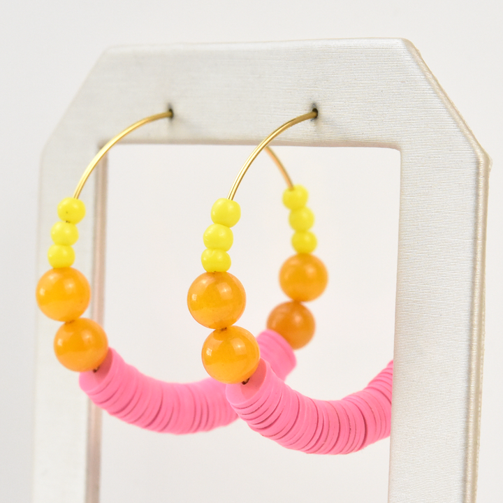 Vintage Glass Hoop Earrings - Goldmakers Fine Jewelry