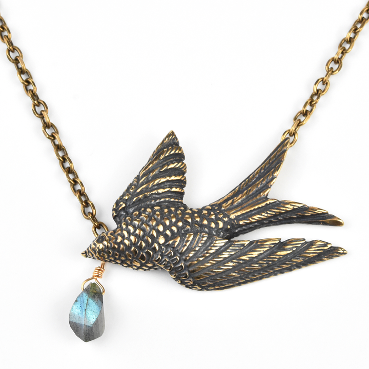 Bronze Bird in Flight Necklace - Goldmakers Fine Jewelry