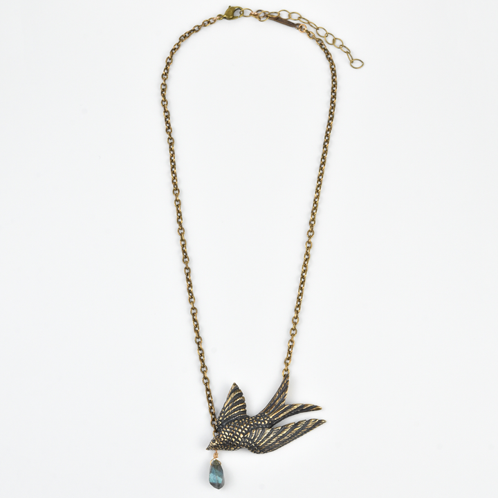 Bronze Bird in Flight Necklace - Goldmakers Fine Jewelry