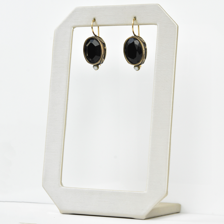 Faceted Glass Earrings with Pearls - Goldmakers Fine Jewelry
