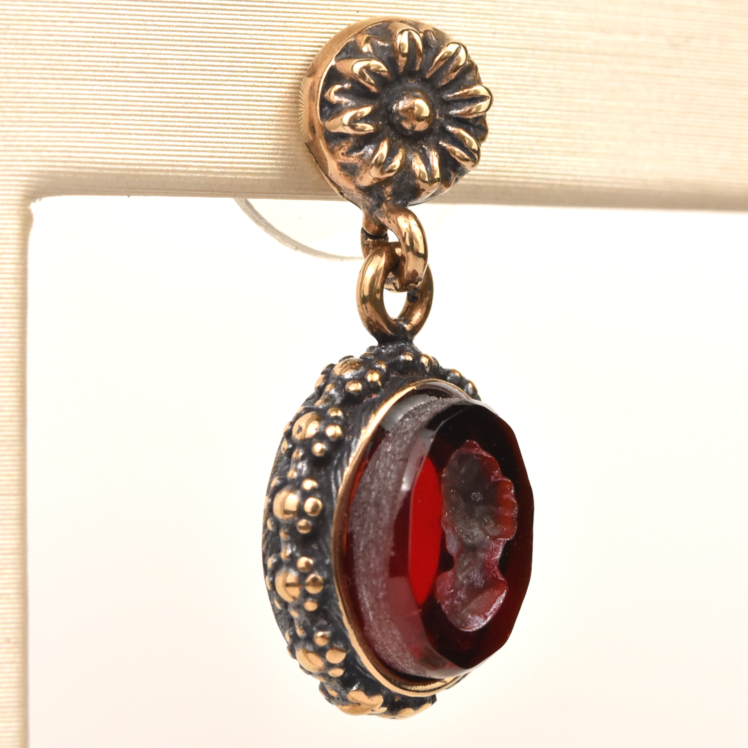 Ruby Glass Intaglio Earrings - Goldmakers Fine Jewelry