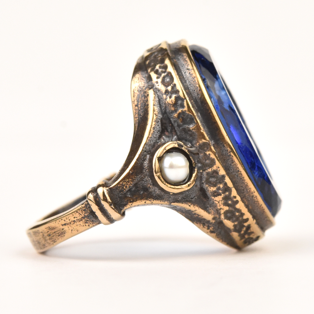 Sapphire Blue Intaglio Ring - Goldmakers Fine Jewelry