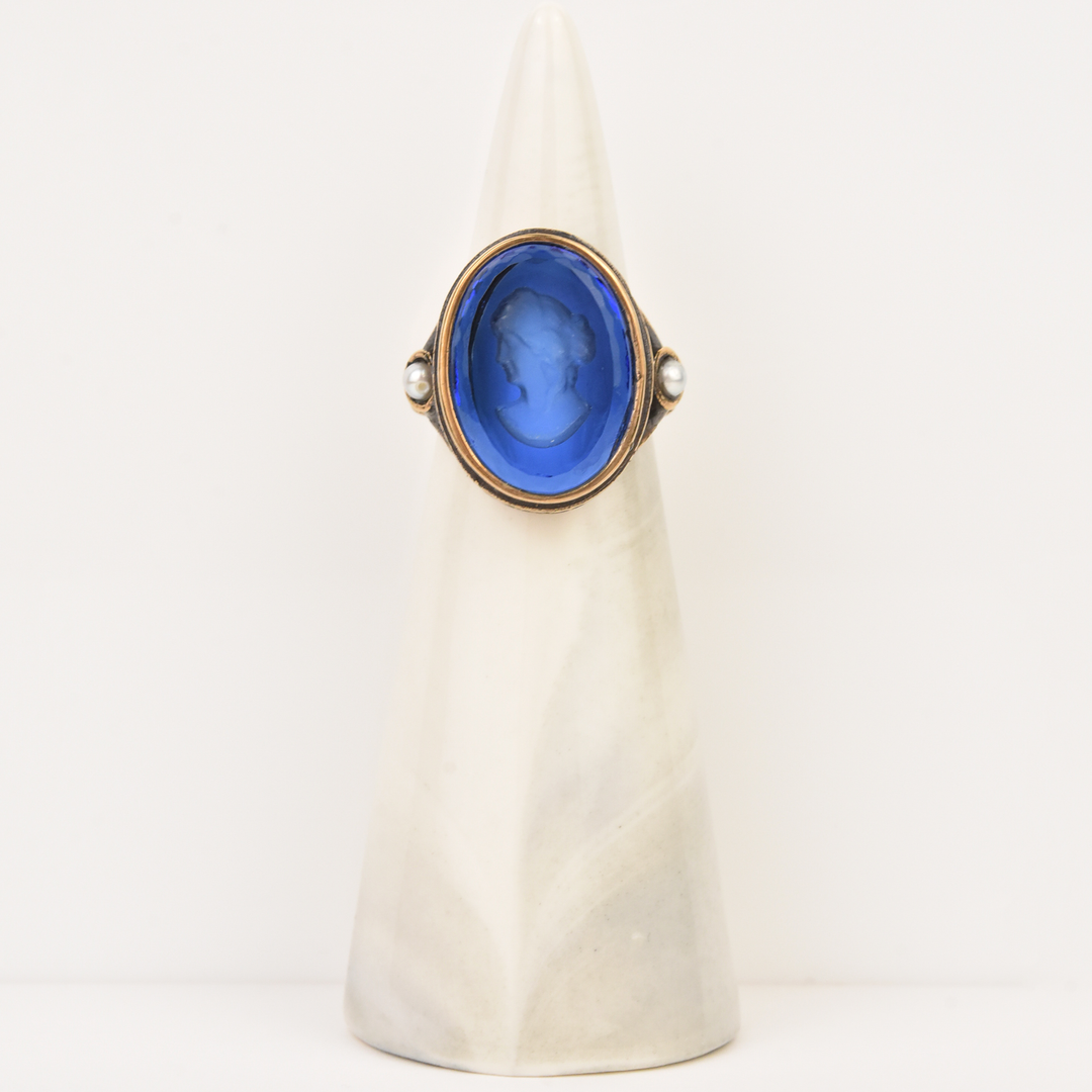 Sapphire Blue Intaglio Ring - Goldmakers Fine Jewelry