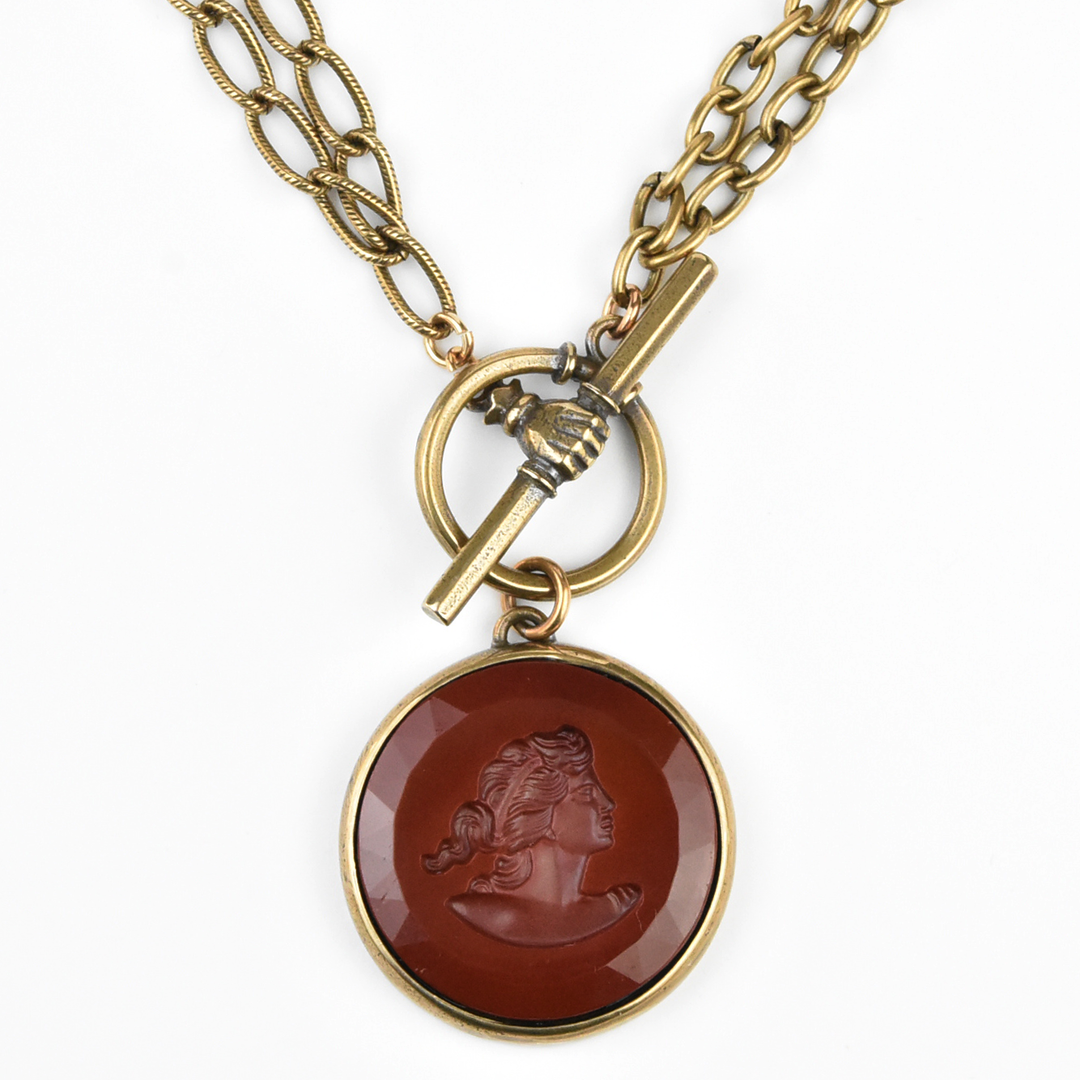Marsala Glass Intaglio Collar - Goldmakers Fine Jewelry