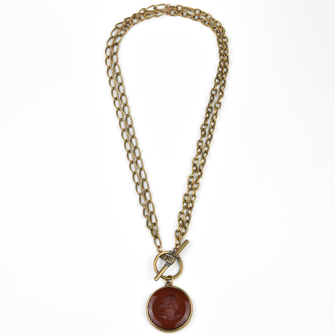Marsala Glass Intaglio Collar - Goldmakers Fine Jewelry