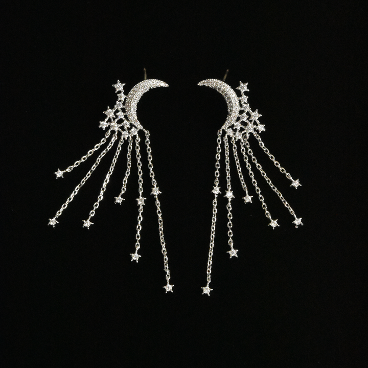 Shooting Star Moon Earrings - Goldmakers Fine Jewelry