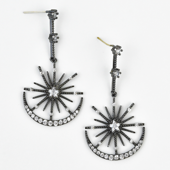 Black Silver Star Drops - Goldmakers Fine Jewelry