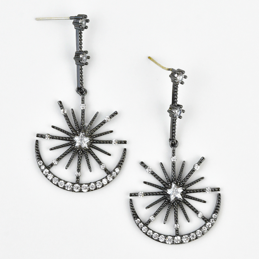 Black Silver Star Drops - Goldmakers Fine Jewelry