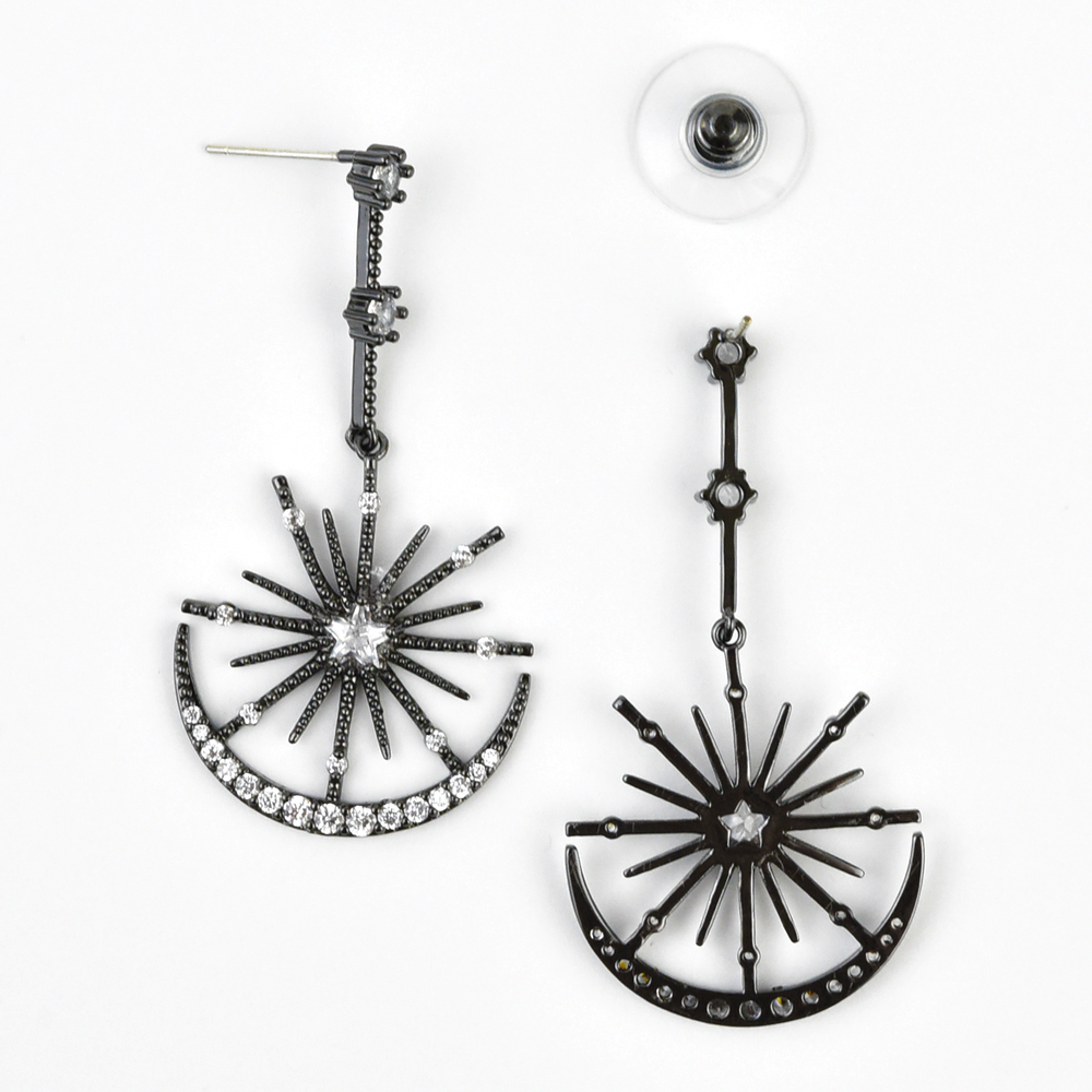 Black Silver Star Drops - Goldmakers Fine Jewelry