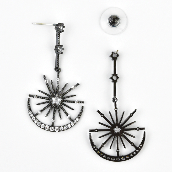 Black Silver Star Drops - Goldmakers Fine Jewelry